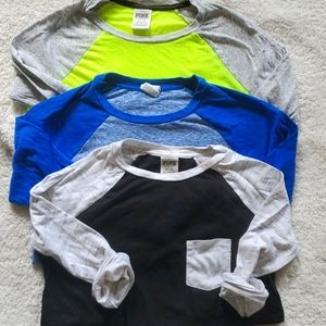 3x PINK BASEBALL LONG SLEEVE TEES BUNDLE